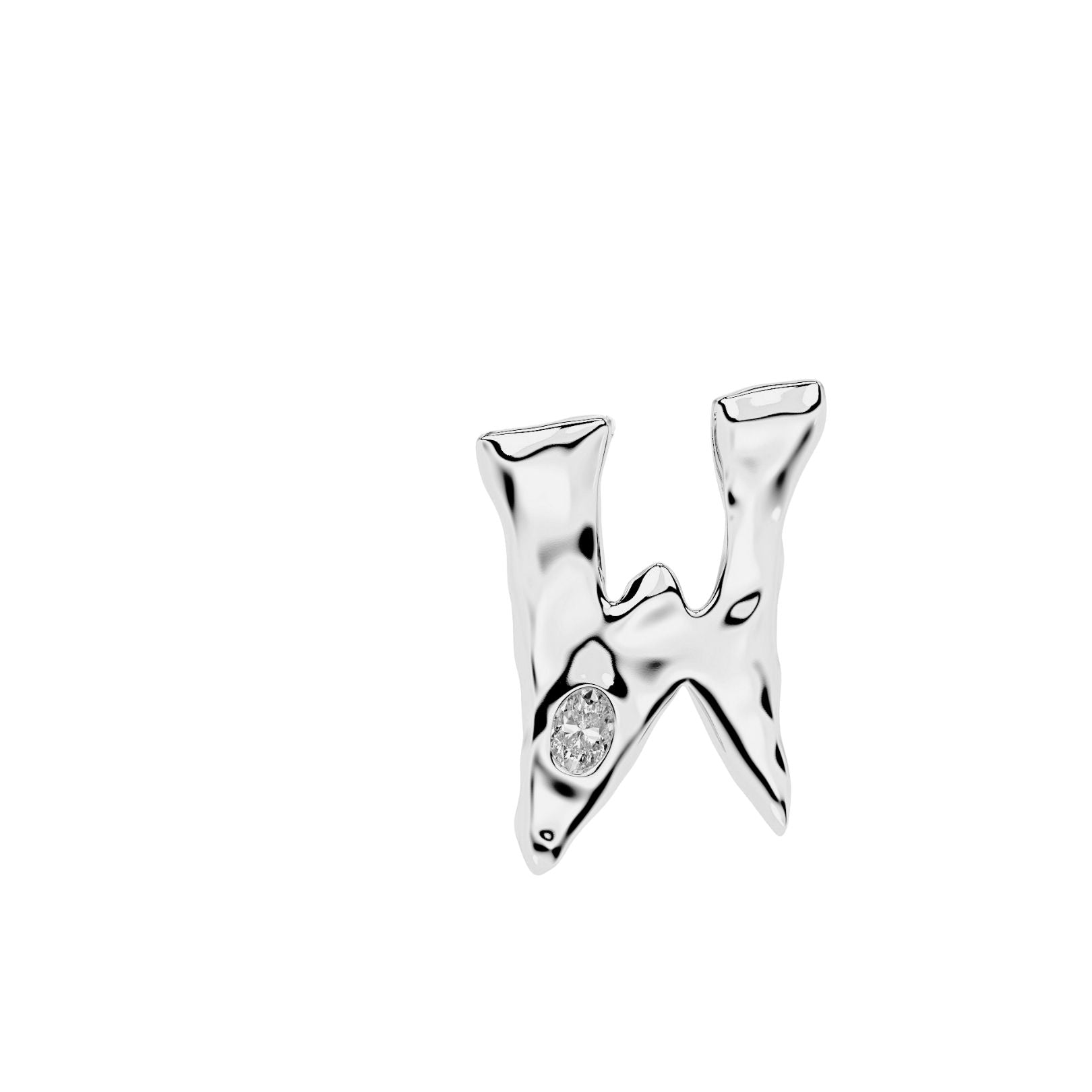 White Gold With Diamond Letter W by Amy Delson