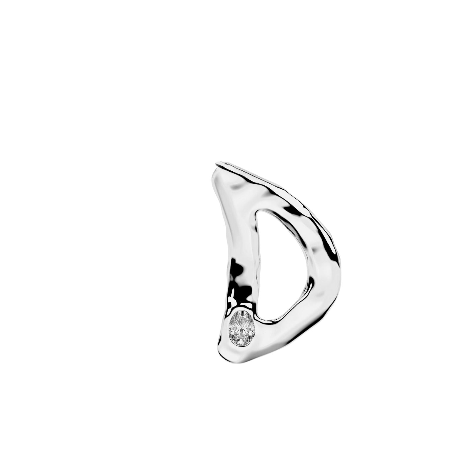 White Gold with Diamond Letter D by Amy Delson