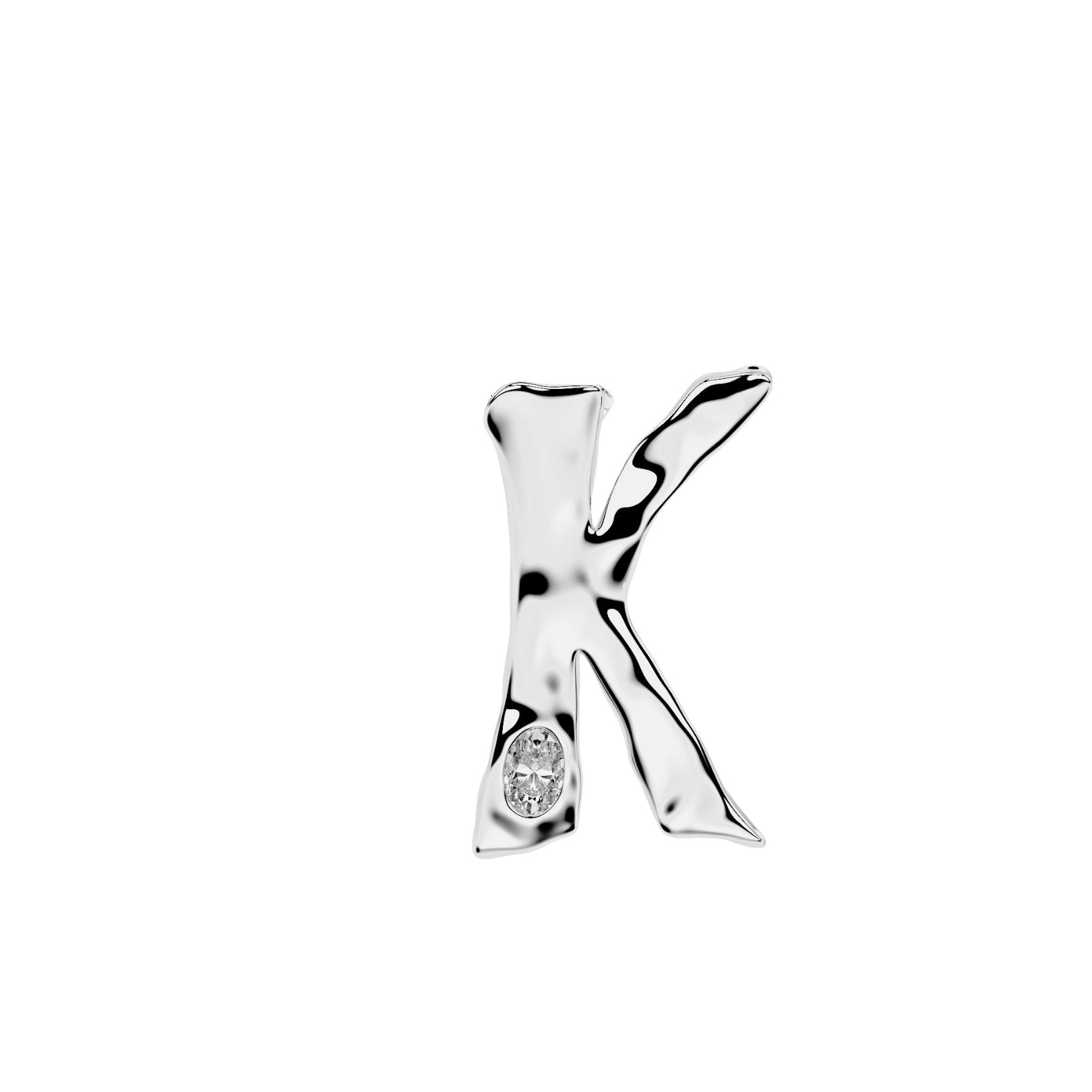 White Gold with Diamond Letter K by Amy Delson