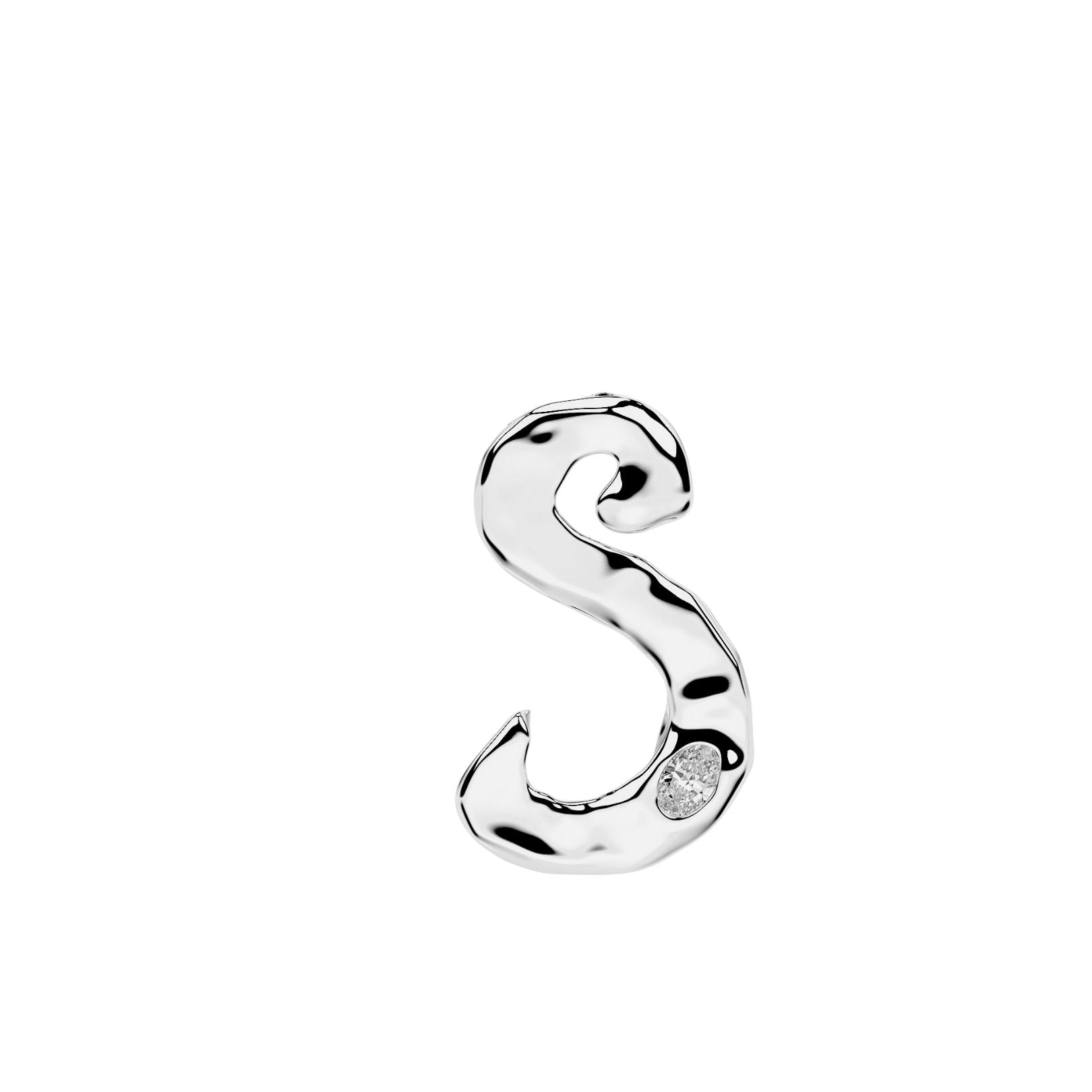 White Gold with Diamond Letter S by Amy Delson