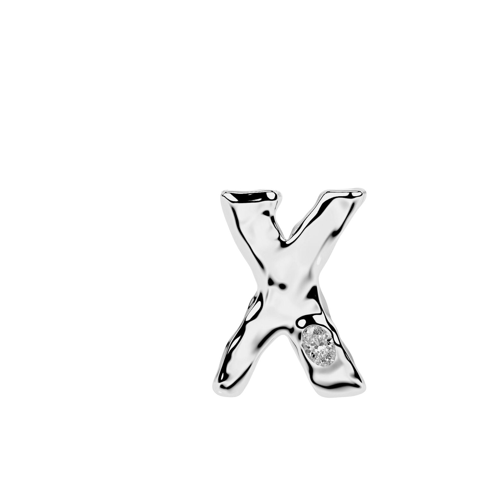 White Gold with Diamond Letter X by Amy Delson