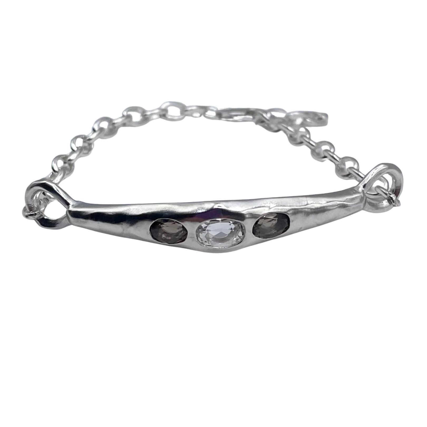 White topaz, smoky quartz sterling silver bracelet by Amy Delson