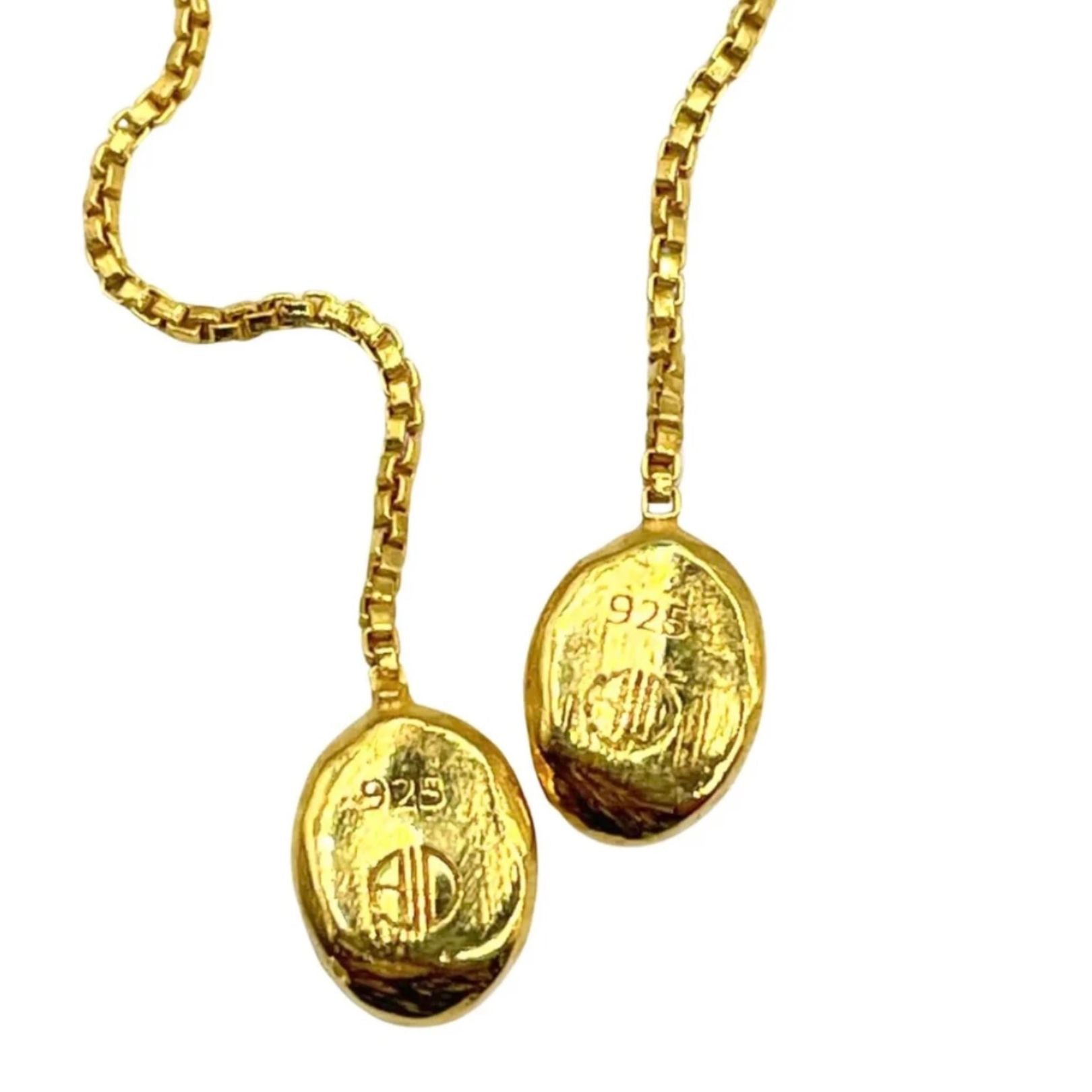 back view gold vermeil threaders by Amy Delson