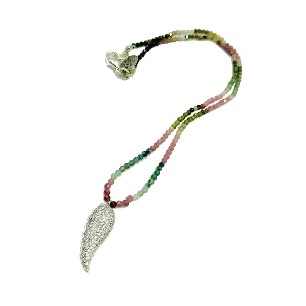 Amy Delson Watermelon tourmaline wing necklace