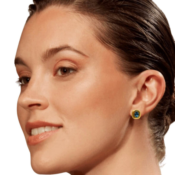 Stella - London Blue Topaz Gold Stud Earrings