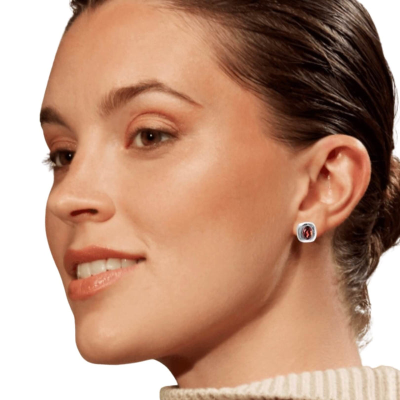 Amy Delson garnet silver stud earring
