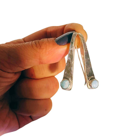 Wendy - Larimar Silver Wedge Drop Earrings