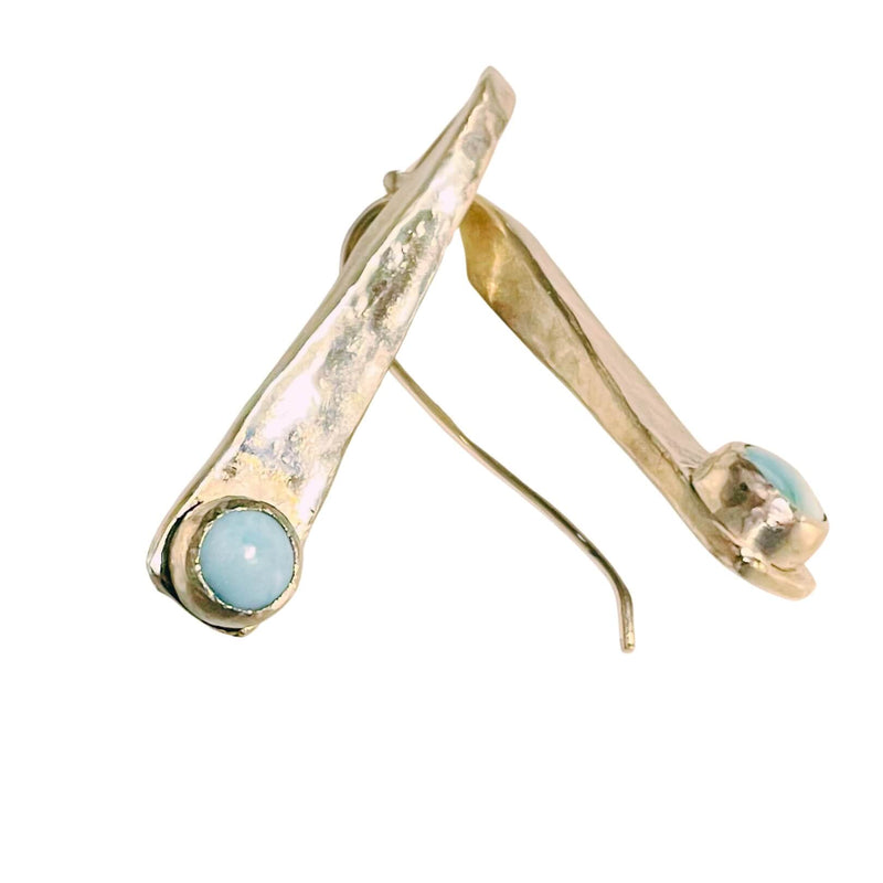 Wendy - Larimar Silver Wedge Drop Earrings