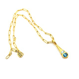 Amy Delson Opulence Blue Topaz Necklace on gold filled paperclip chain