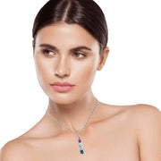 Ophelia - Ombré Amethyst and Blue Topaz Four Stone Silver Pendant Necklace