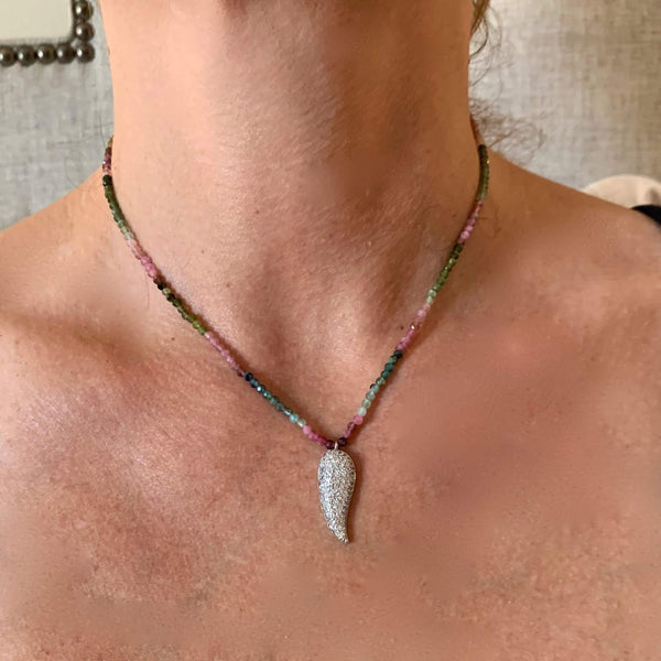 Amy Delson wing necklace watermelon tourmaline