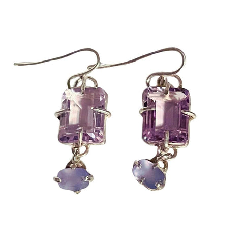 Amy Delson Amethyst Blue Chalcedony Sterling Silver Earrings