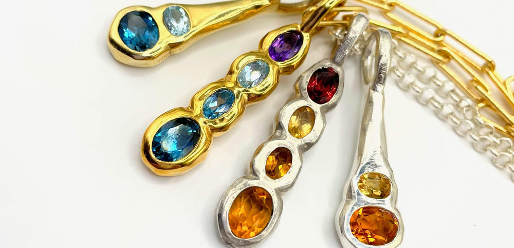 Amy Delson Multi colored gem collection pendants