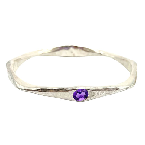 Amy Delson Amethyst Sterling Silver Bangle Bracelet