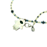 Gina - Green Stone Hamsa Necklace