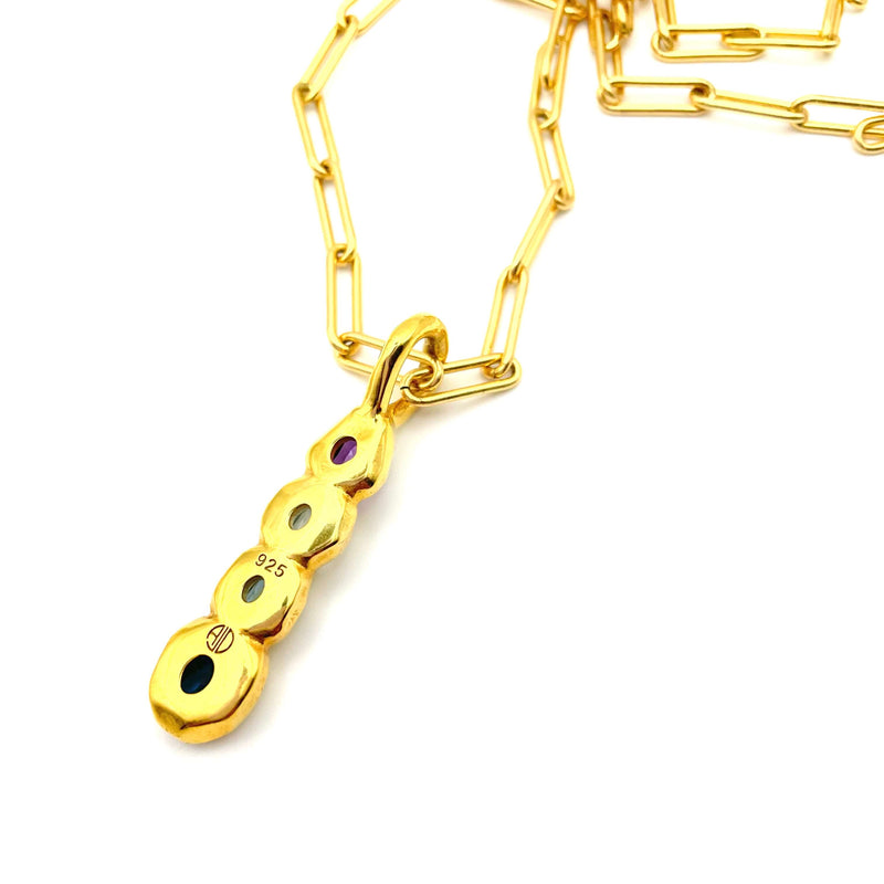 Ombré - Four Stone Garnet Citrine or Amethyst Blue Topaz Pendant Necklace