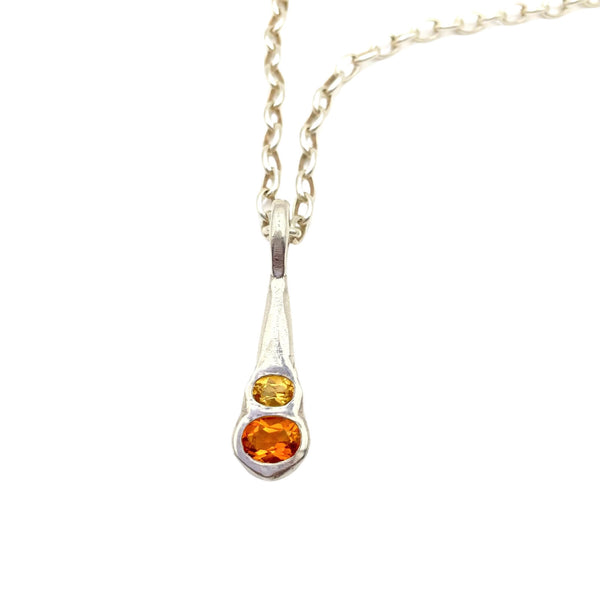 Amy Delson citrine silver two stone pendant