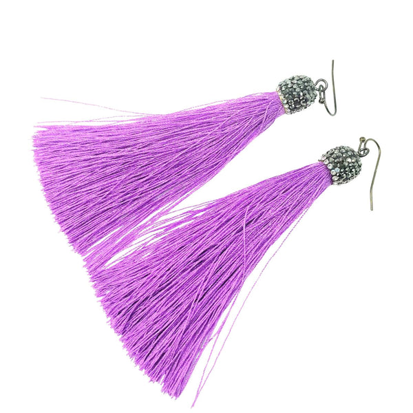 Amy Delson purple tassel earrings