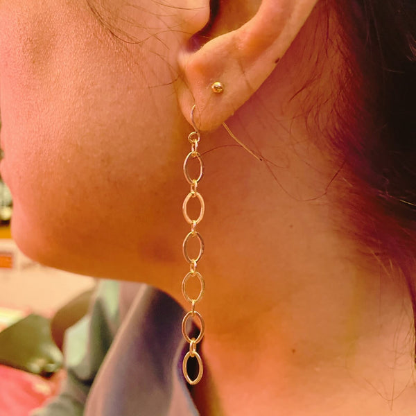 Glenda - Golden Link Dangle Chain Earrings