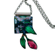 Paula - Pink Enamel Flower  Necklace