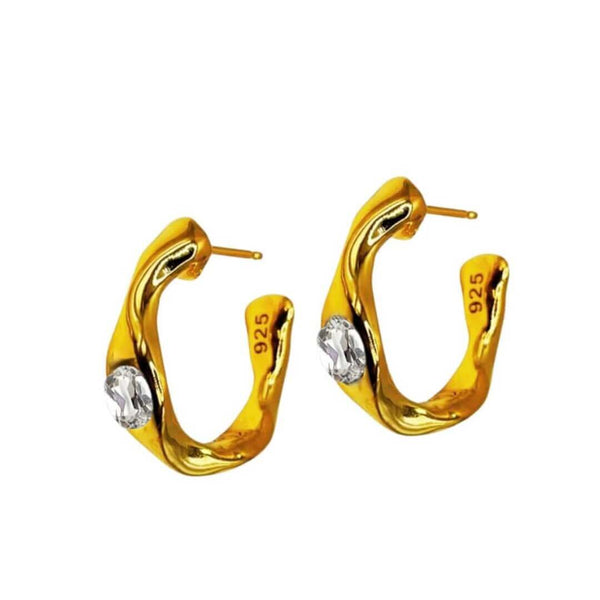 Amy Delson gold white topaz hoop earrings