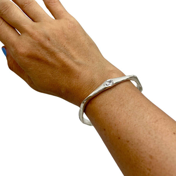 Amy Delson White Topaz Silver Bracelet shown on the wrist