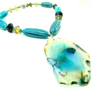 Agatha - Blue Agate & Hematite Necklace