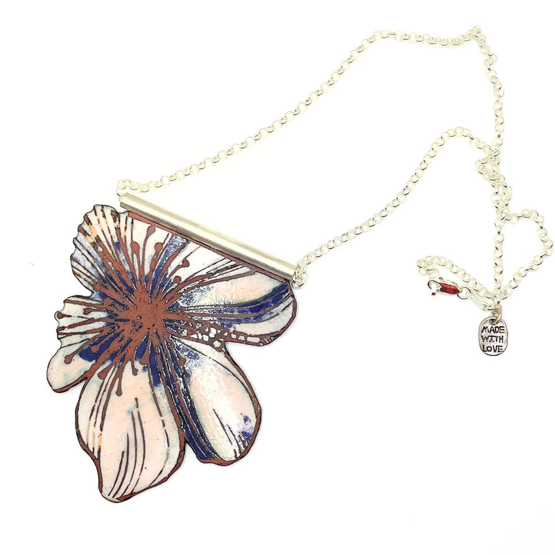 Amy Delson Flora Enamel Necklace with Sterling Silver Chain