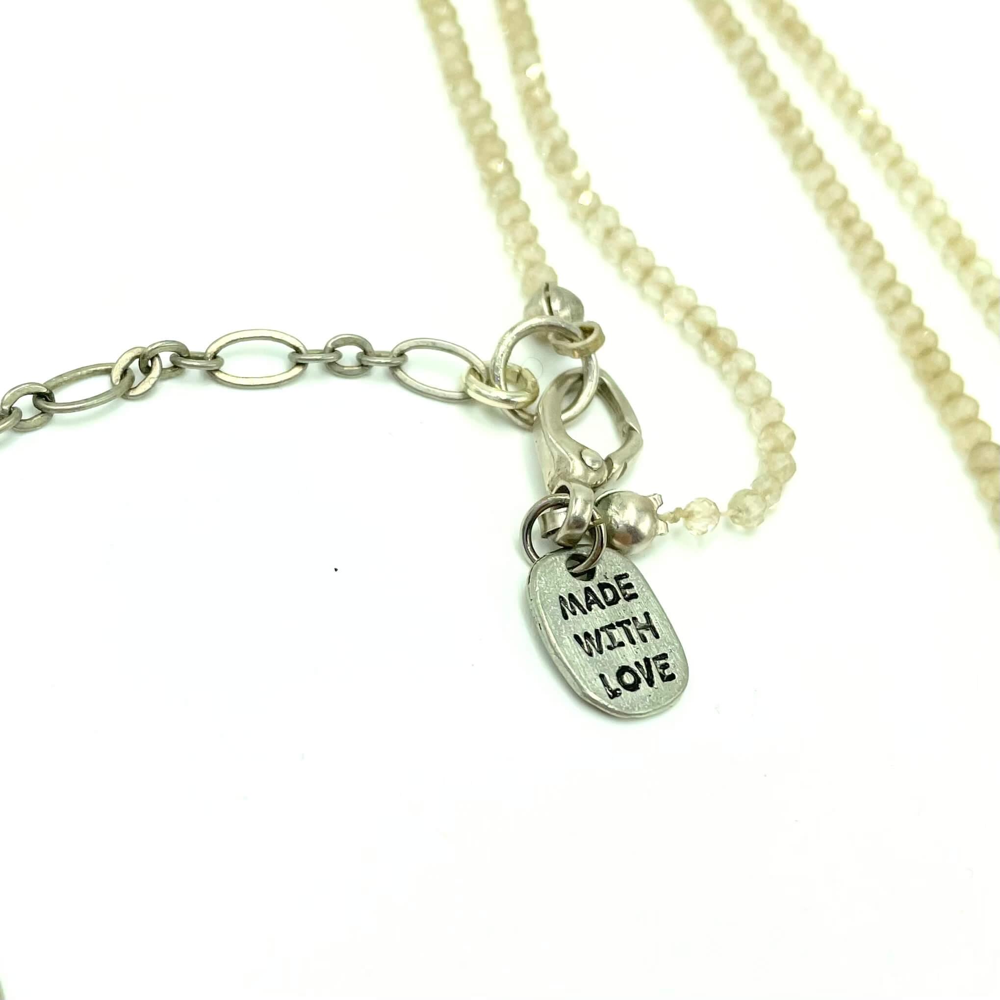 Charna - Champagne Quartz Blue CZ Hamsa Necklace