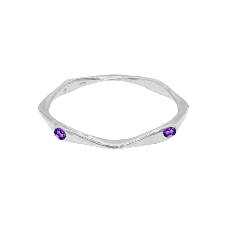 Amy Delson side view Amethyst silver bangle bracelet