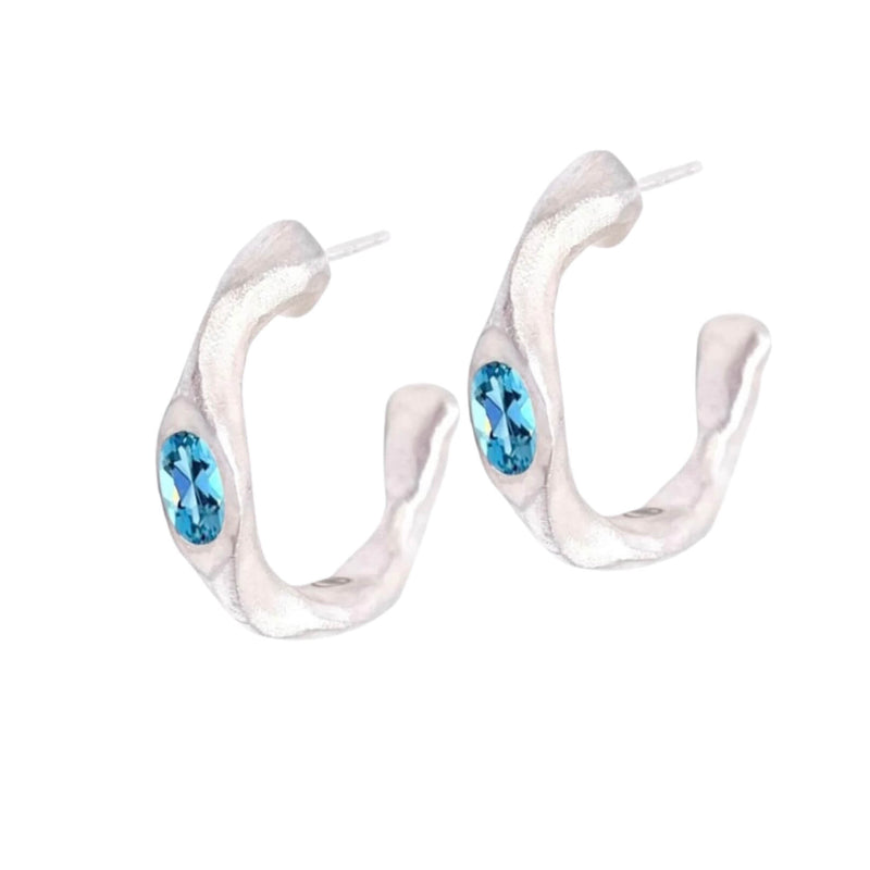 Amy Delson silver blue topaz hoop earrings