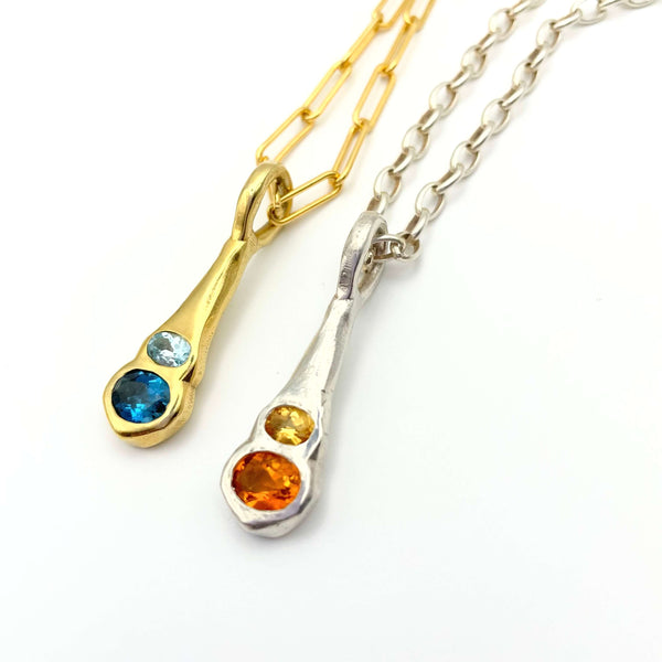 Amy Delson Jewelry Two Stone pendants with gemstones