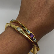 Bella - Twelve Gemstone Amethyst, Blue Topaz Gold Bangle