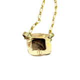 Serena - 14k Gold Bezel Set Smoky Quartz Necklace