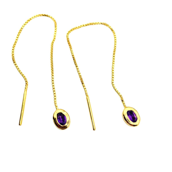 Thelma - Amethyst Gold Threader Earring