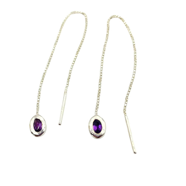 Thelma - Amethyst Silver Threader Earrings