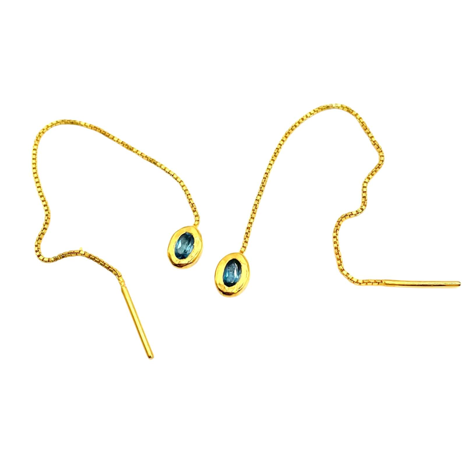 Amy Delson London Blue Topaz Gold Threader Earrings
