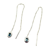 Thelma - London Blue Topaz Silver Threader Earrings