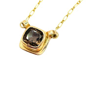 Serena - 14k Gold Bezel Set Smoky Quartz Necklace