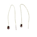 Thelma - Garnet Silver Threader Earrings