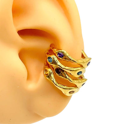 Gemstone Ear Cuff Stack Gold Vermeil Jewelry by Amy Delson
