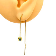 Amy Delson London Blue Topaz Threader Earring Gold Vermeil