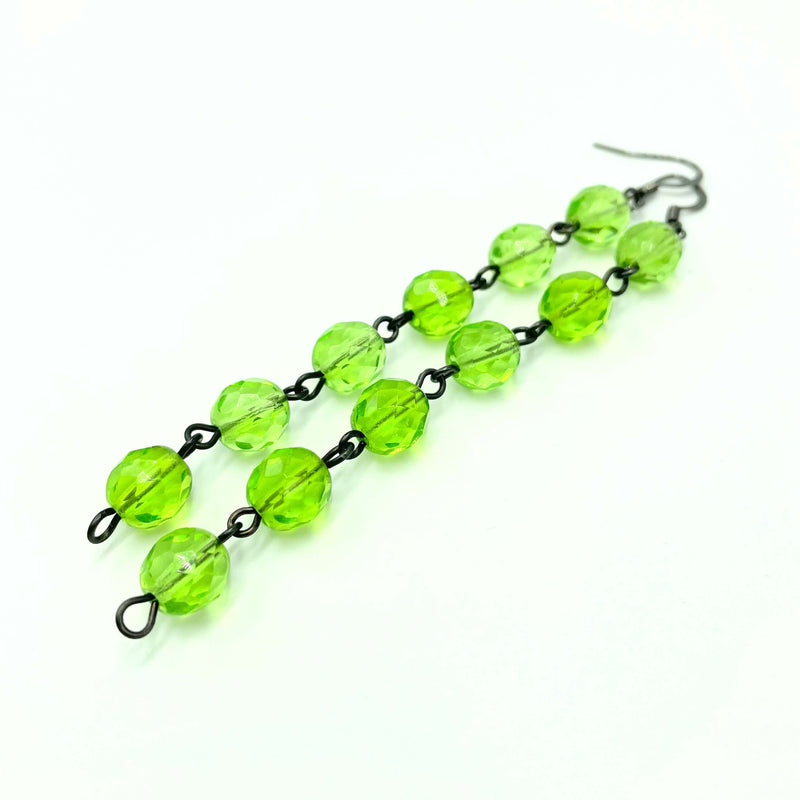 Kelsy - Medium Green Crystal Drop Earrings