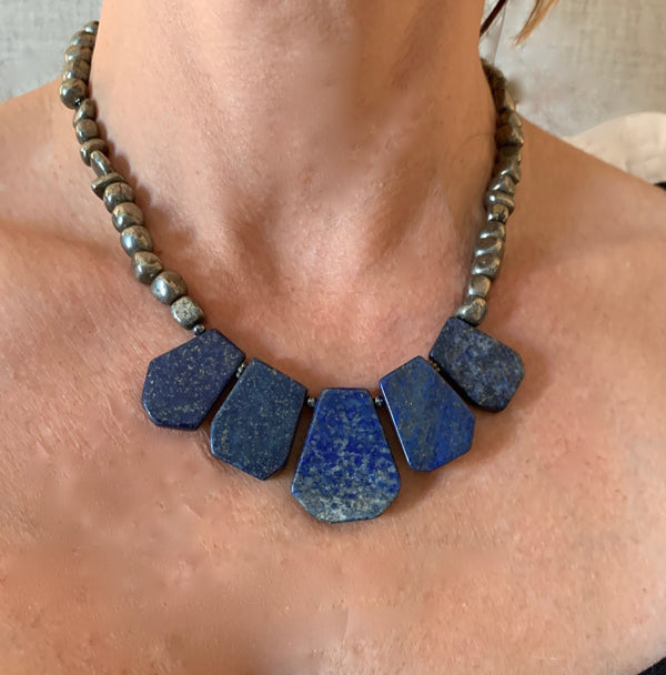 Amy Delson Jewelry Lapis Lazuli Necklace with pyrite