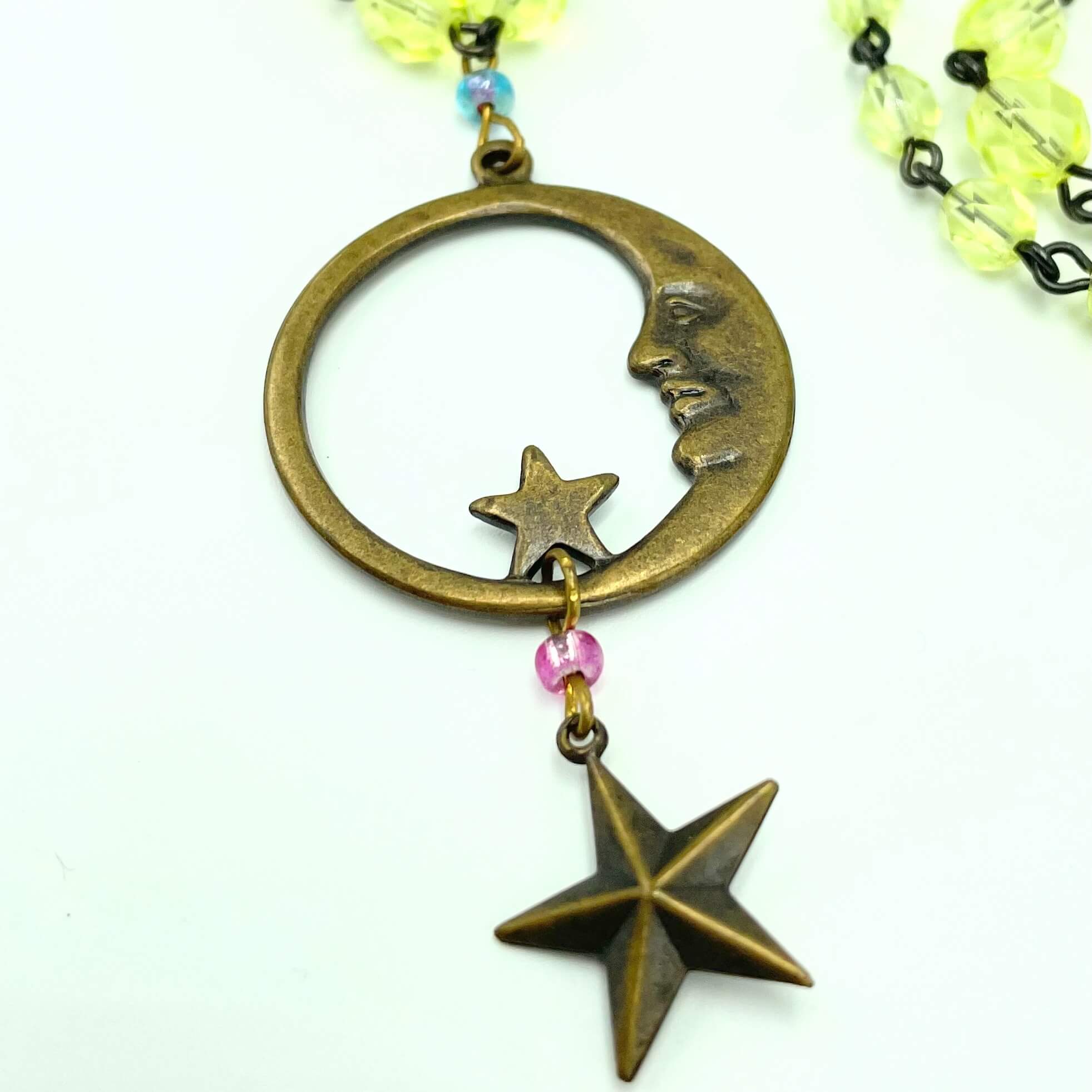Mindy - Moon Green Crystal Necklace