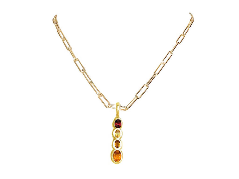 Amy Delson Jewelry ombre opulence four stone pendant with red garnet and orange and yellow citrine with 18k gold vermeil