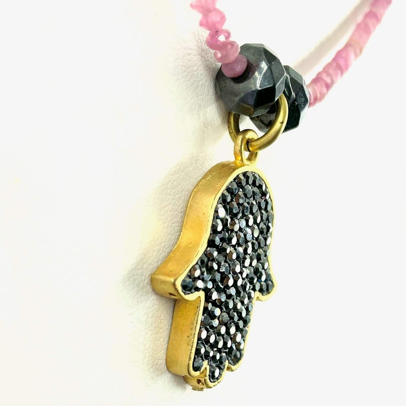 side view Amy Delson hamsa necklace