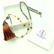 brown leather tassel necklace
