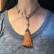 brown leather tassel necklace
