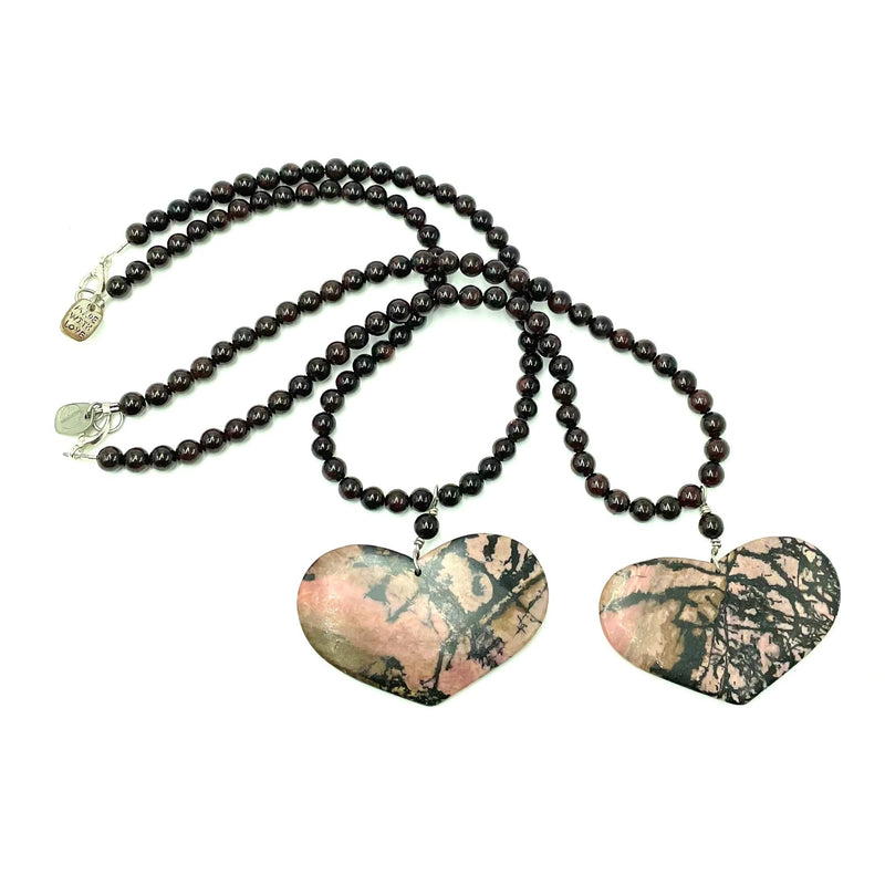 Amy Delson Jewelry Rhodonite Heart Garnet Neckaces
